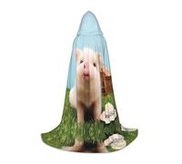PHAYAH Cute Pig Pattern Halloween Witch Witchcraft Hooded Robe Cape Christmas Hoodie Cosplay Masquerade Party Dress Gift Costume S
