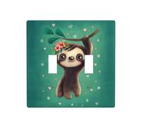 Phayah Cute Sloths Pattern Wall Plate Outlet Cover Double Toggle Light Switch Cover Size 4.5x4.5 in for Residential and Commercial Areas