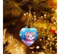 Phayah Cute Snow Leopard Pattern Hristmas Ceramic Heart Pendant Christmas Tree Ornaments Homefor Gatherings Decoration