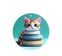 Phayah Cute Stacking Cat Pattern Lavender Scent Car Aroma Round Shape Hanging Fragrance Tablet Car Interior Fragrance Freshener 4p