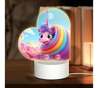 PHAYAH Cute Unicorn Pattern Night Light Heart Shape Led Ligh Base with USB Cable Adjustable 3 Colors for Adults Child Room Bedroom