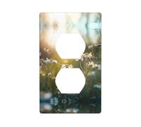 Phayah Daisy Butterfly Pattern Outlet Covers Plate Receptacle Duplex Light Switch Cover Plate for Kitchen Bathroom Bedroom Farmhouse Decor