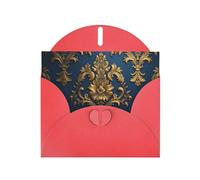 PHAYAH Damascus On Blue Pattern Holiday Cards (10 Pieces) With Red Envelopes, Suitable For Wedding Anniversaries And Party Invitations
