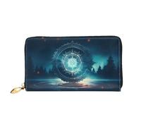 PHAYAH Dark Mandala Pattern Women'S Wallet Long Clutch Zip Around Travel Leather Purse Large Capacity Credit Card Holder
