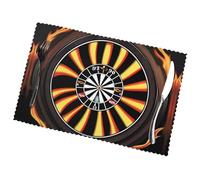 Phayah Dartboard With Flame Pattern Table Placemats Set Of 6 12 X 18 Inch Placemats, For Holiday Parties Kitchen Table Decorations