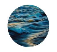 PHAYAH Dawn Ocean Waves Pattern Round Gaming Mouse Pad 7.9x7.9 In With Seamed Edges Foldable Desktop Mouse Pad, Laptop Mouse Pad