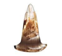 PHAYAH Dazed Kitty Pattern Hooded Poncho Unisex Christmas Hoodie For Cosplay Halloween Costume Party Masquerade, Black, S