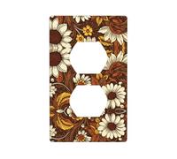 Phayah Dead Leaves White Pattern Duplex Receptacle Outlet Wall Plate Standard Size Polycarbonate Thermoplastic Dual Plug Covers