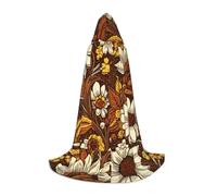 PHAYAH Dead Leaves White Pattern Hooded Poncho Unisex Christmas Hoodie For Cosplay Halloween Costume Party Masquerade M