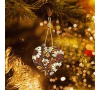 Phayah Dead Leaves White Pattern Hristmas Ceramic Heart Pendant Christmas Tree Ornaments Homefor Gatherings Decoration