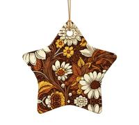 Phayah Dead Leaves White Pattern Hristmas Ceramic Star Shape Pendant Christmas Tree Ornaments Homefor Gatherings Decoration