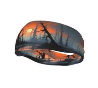 Phayah Dead Tree At Sunset Pattern Headbands Women Men Sweatband Sports Headband For Running, Cycling, Yoga Gym, Working Out