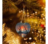 Phayah Dead Tree At Sunset Pattern Hristmas Ceramic Heart Pendant Christmas Tree Ornaments Homefor Gatherings Decoration