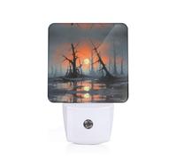 PHAYAH Dead Tree at Sunset Pattern Night Light Plug-in Led Auto Sensor Night Lamp Dusk-to-Dawn Lamp for Nursery Children Stairs Corridors
