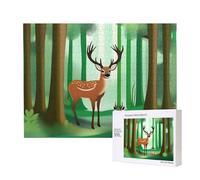 Phayah Deer In The Forest Puzzles 500 Piece For Jigsaw Puzzle Wooden Puzzle For Family Friend Home Decor Wall Art 20.4 X 15 In