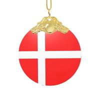 Phayah Denmark Danish Flag Pattern Hristmas Glass Round Pendant Christmas Tree Ornaments Homefor Gatherings Decoration Gold Metal Buckle