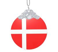 Phayah Denmark Danish Flag Pattern Hristmas Glass Round Pendant Christmas Tree Ornaments Homefor Gatherings Decoration Silver Metal Buckle