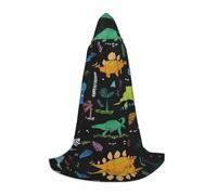 PHAYAH Dinosaur Palm Leaf Pattern Adult Hooded Cloak For Masquerade Cosplay Halloween Witch Cloak Christmas Party Robe M