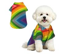 Phayah Dog Shirt Cool Clothes,Cute Outfit For Small Medium Pets L | Rainbow Color Stripe Print Comfort Breathable Costume, Lapel Apparel For Puppy,Loose For Small Medium Dogs