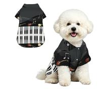 Phayah Dog Shirt Cool Clothes,Cute Outfit For Small Medium Pets S | Guitar Piano Pattern Print Comfort Breathable Costume, Lapel Apparel For Puppy,Loose For Small Medium Dogs