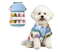 Phayah Dog Shirts Hawaii Dog Clothes For Small Medium Large L | Chairs Beside The Blue Sea Sky Print Comfort Breathable Costume, Lapel Apparel For Puppy,Loose For Small Medium Pets