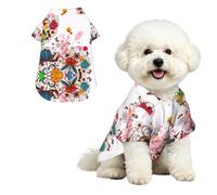 Phayah Dog Shirts Hawaii Dog Clothes For Small Medium Large S | Colorful Flower Butterfly Print Comfort Breathable Costume, Lapel Apparel For Puppy,Loose For Small Medium Pets