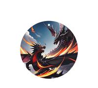 Phayah Double Dragon Battle Pattern Lavender Scent Car Aroma Round Shape Hanging Fragrance Tablet Car Interior Fragrance Freshener 4p
