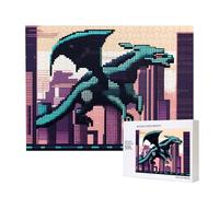 Phayah Dragon In The City Puzzles 500 Piece For Jigsaw Puzzle Wooden Puzzle For Family Friend Home Decor Wall Art 20.4 X 15 In