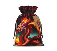 PHAYAH Dragon King In Fire Christmas Drawstring Burlap Gift Bag Candy Bag, Storage Bag Suitable For Christmas, Birthday Party