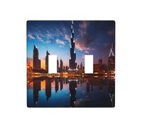 Phayah Dubai Sidewinder Tower Pattern Light Switch Cover Decorative Double Toggle Wall Plate Outlet Cover for Bedroom Living Room 4.5 X 4.5 in