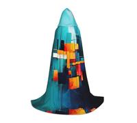 PHAYAH Dyed Block Pattern Hooded Cloak Cape Witch Halloween Costumes For Cosplay Costume Masquerade Women Men Robe S