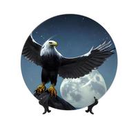 PHAYAH Eagle Under The Stars Pattern Bone Porcelain Decorative Plate Durable Smooth And Perfect Decoration For Home, Office And Coffee Shop 10in