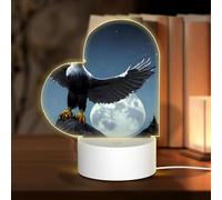PHAYAH Eagle Under The Stars Pattern Night Light Heart Shape Led Ligh Base with USB Cable Adjustable 3 Colors for Adults Child Room Bedroom