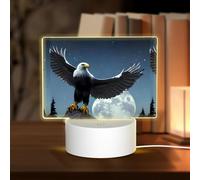 PHAYAH Eagle Under The Stars Pattern Night Light Rectangle Led Ligh Base with USB Cable Adjustable 3 Colors for Adults Child Room Bedroom