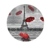 PHAYAH Eiffel Tower With Red Umbrella Round Non-Slip Rubber Mouse Pad- Durable And Comfortable For Office, Gaming, And Learning 8in1 Pc