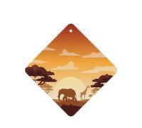 Phayah Elephant And Giraffe In The Sunset Pattern Lavender Scent Car Air Freshener Square Card Hanging Hanging Scented Card 6 Pcs For Cars Closet Drawer Eliminate