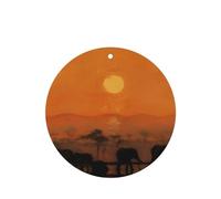 Phayah Elephant In The Sun Pattern Lavender Scent Car Air Freshener Round Shape Card Hanging Hanging Scented Card 4 Pcs For Cars Closet Shoe