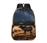 PHAYAH Elk In The Meadow Pattern Backpack 17" 18l Large Capacity Adjustable Shoulder Straps Simple Bag For Everyone