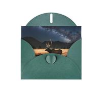 PHAYAH Elk In The Meadow Pattern Holiday Cards 10 And Ideal For Christmas, Wedding Anniversaries And Party Invitations Matching Dark Green Envelopes