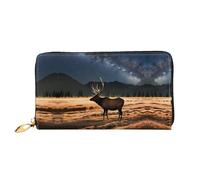 PHAYAH Elk In The Meadow Pattern Women'S Wallet Long Clutch Zip Around Travel Leather Purse Large Capacity Credit Card Holder