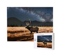 Phayah Elk in The Meadow Puzzles 500 Piece for Jigsaw Puzzle Wooden Puzzle for Family Friend Home Decor Wall Art 20.4 X 15 in