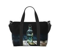 Phayah Empty Water Bottle Travel Duffle Bag Weekender Overnight Gym Tote For Women Girls Shoulder Bag Workout Water Resistant, Black, One Size