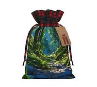 PHAYAH Evil Spirit In The Forest Christmas Gift Bag Drawstring Gift Bag For Birthdays, Anniversaries And Parties, Candy And Storage Bags
