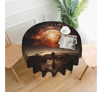 PHAYAH Explosion On Earth Pattern Tablecloth Round 60 Inch Table Fabric Farmhouse Decorative for Holiday Home Party Buffet Party