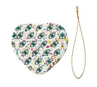 Phayah Eyes Pattern Ceramic Ornament Christmas Holidays Heart Shape Shaped Porcelain Christmas Tree Hanging
