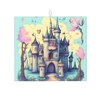 Phayah Fairytale Castle Pattern Drying Mats for Kitchen Counter 16Ã-18 in Microfiber Drying Mat Kitchen Accessories Dish Rack Drainer Pad