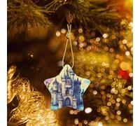 Phayah Fairytale Castle Pattern Hristmas Ceramic Star Pendant Christmas Tree Ornaments Homefor Gatherings Decoration