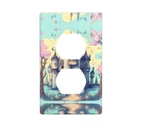 Phayah Fairytale Castle Pattern Outlet Covers Plate Receptacle Duplex Light Switch Cover Plate for Kitchen Bathroom Bedroom Farmhouse Decor