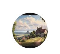 Phayah Fairytale Countryside Pattern Lavender Scent Car Air Freshener Round Shape Card Hanging Hanging Scented Card 4 Pcs For Cars Closet Drawer
