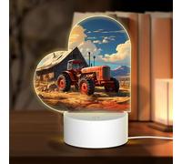 PHAYAH Farm Red Tractor Pattern Heart Shape Decorative Night Lights with USB Plug in Table Lamp with 3 Light Modes Adjustable for Bedroom Living Room Cafe